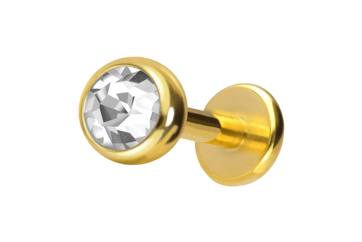 Titan Labret Piercing mit Push Fit KRISTALL